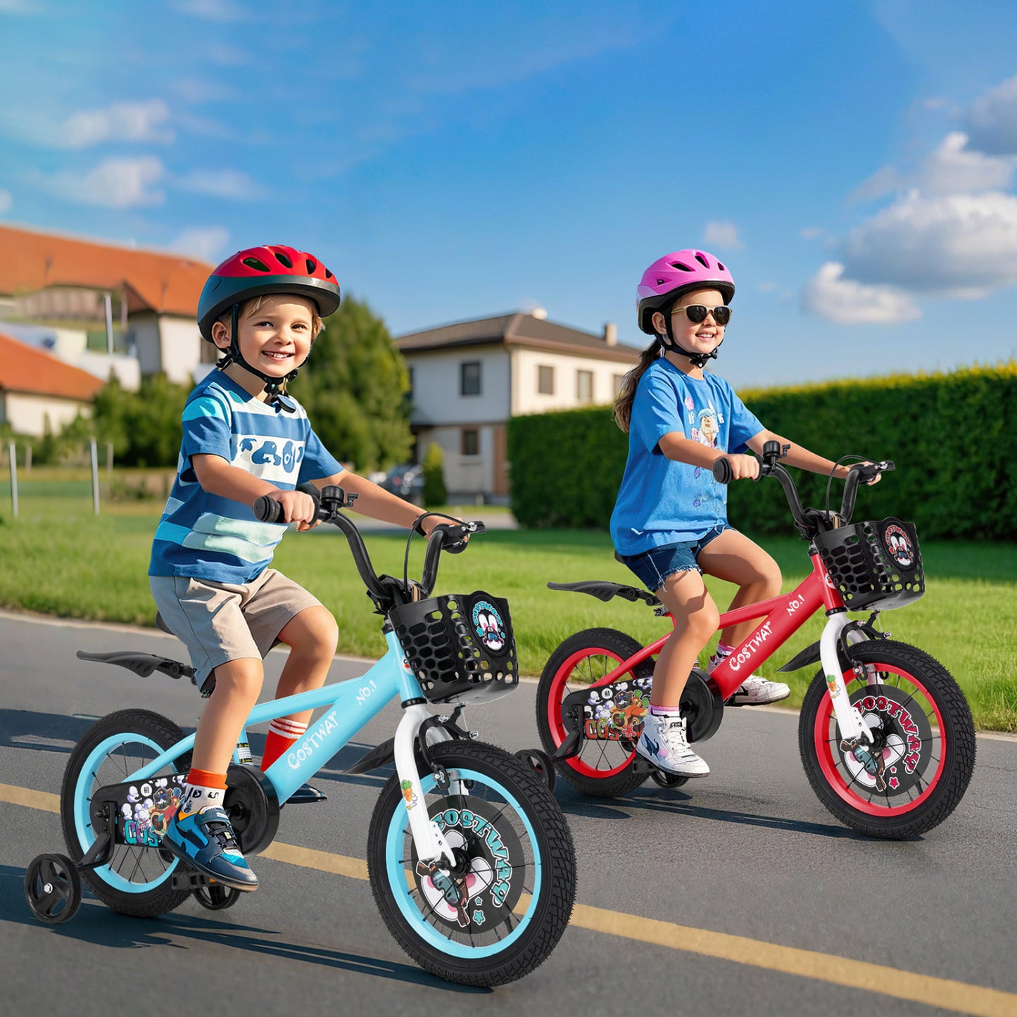 14 Inch Kids Bike, Adjustable Handlebar And Saddle, 3-5 Years Old, Blue Kids Bike at Gallery Canada