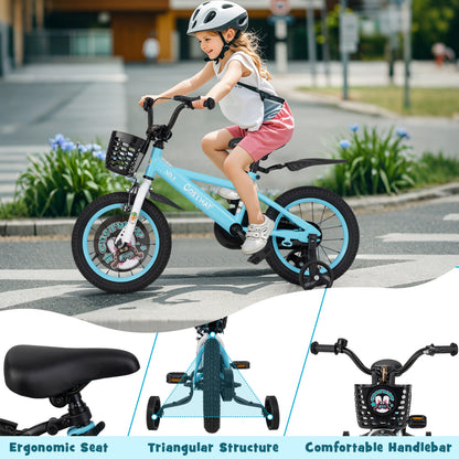 14 Inch Kids Bike, Adjustable Handlebar And Saddle, 3-5 Years Old, Blue Kids Bike at Gallery Canada