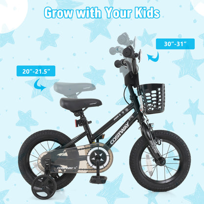 14 Inch Kids Bike With Basket, Training Wheels, Black Kids Bike at Gallery Canada