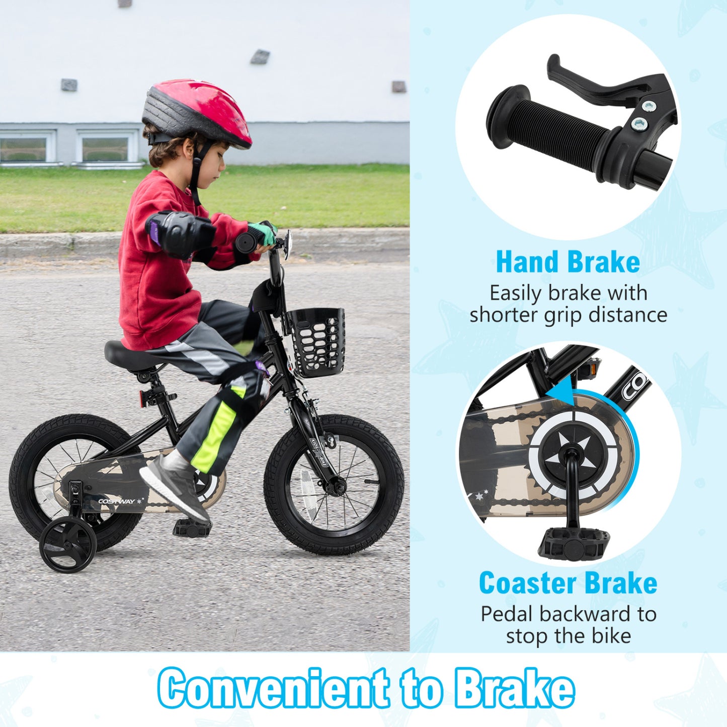 14 Inch Kids Bike With Basket, Training Wheels, Black Kids Bike at Gallery Canada