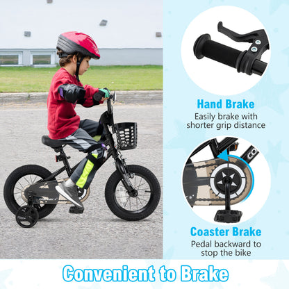 14 Inch Kids Bike With Basket, Training Wheels, Black Kids Bike at Gallery Canada
