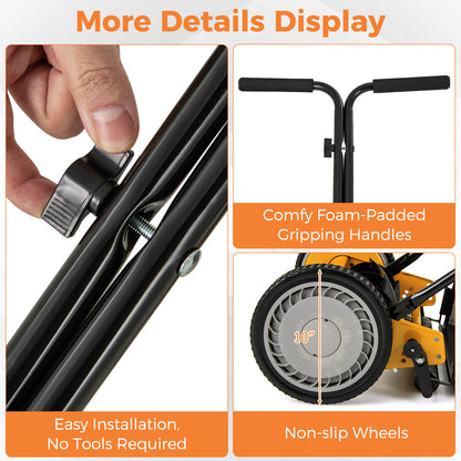 14 Inch Push Lawn Mower, 5 Steel Blades, Grass Catcher Bag, Orange Lawn Care Tools at Gallery Canada