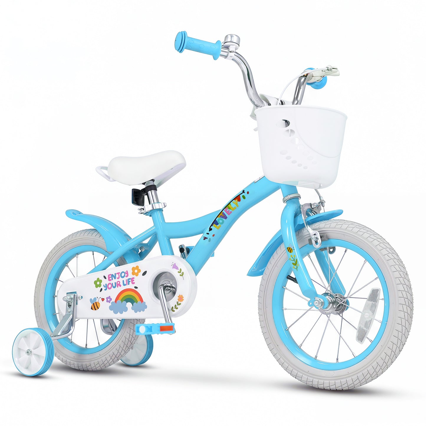14" Girls Bike for 3-5 Years, Training Wheels, Blue Kids Bike at Gallery Canada