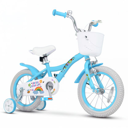 14" Girls Bike for 3-5 Years, Training Wheels, Blue Kids Bike at Gallery Canada