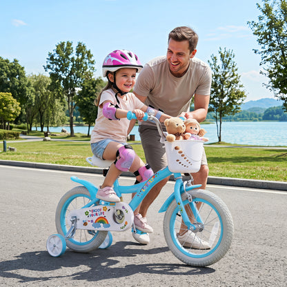 14" Girls Bike for 3-5 Years, Training Wheels, Blue Kids Bike at Gallery Canada