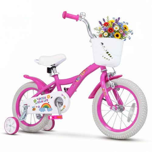 14 Inches Girls Bike for 3-5 Years, Basket, Pink
