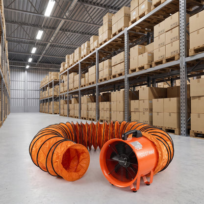 14" Industrial Blower Fan with 25 FT Duct Hose, Orange