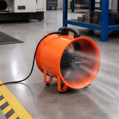 14" Industrial Blower Fan with 25 FT Duct Hose, Orange