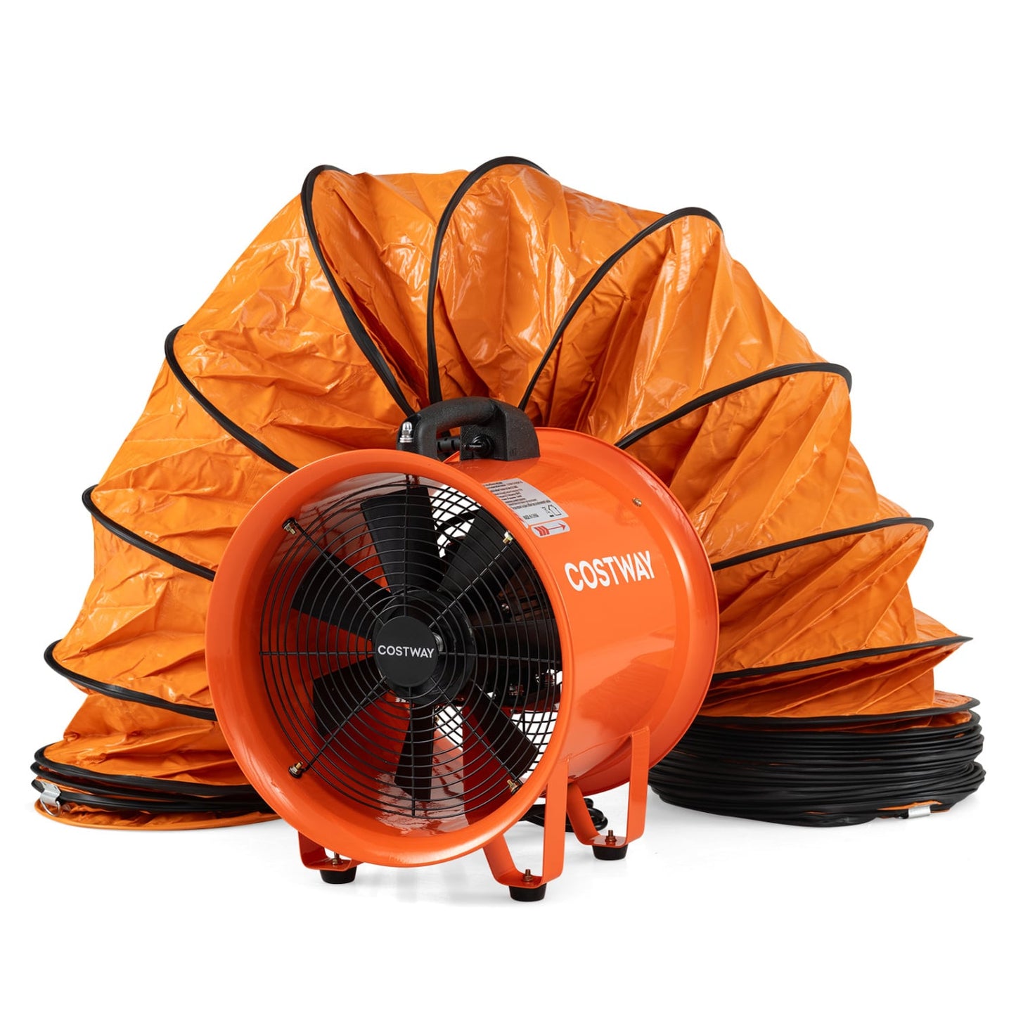 14" Industrial Blower Fan with 25 FT Duct Hose, Orange