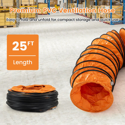 14" Industrial Blower Fan with 25 FT Duct Hose, Orange