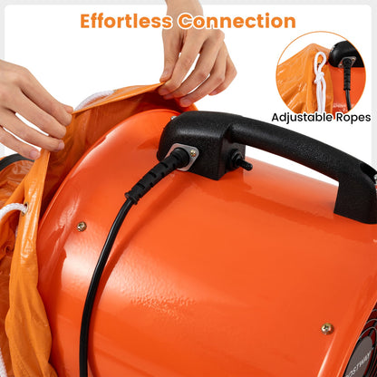 14" Industrial Blower Fan with 25 FT Duct Hose, Orange