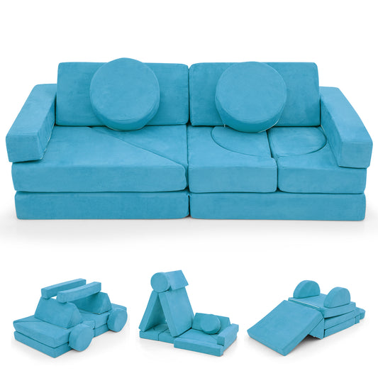 Modular Kids Play Couch, 14 PCS, Blue Kids Chairs & Seating Blue at Gallery Canada