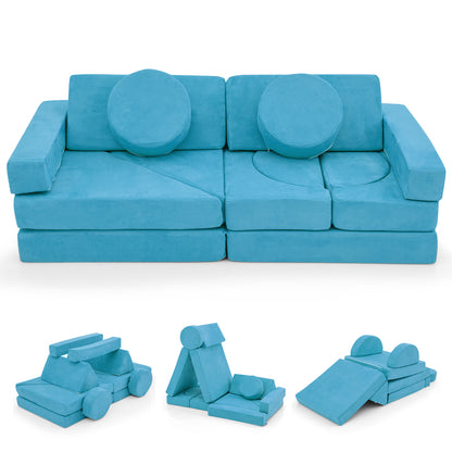14 PCS Modular Kids Play Couch for Playroom and Bedroom, Blue Kids Chairs & Seating Blue at Gallery Canada