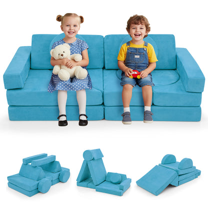 14 PCS Modular Kids Play Couch for Playroom and Bedroom, Blue Kids Chairs & Seating at Gallery Canada