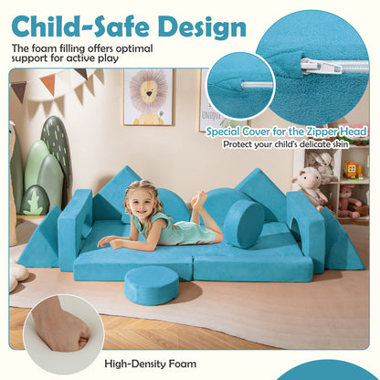 14 PCS Modular Kids Play Couch for Playroom and Bedroom, Blue Kids Chairs & Seating at Gallery Canada