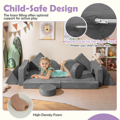 14 PCS Modular Kids Play Couch for Playroom and Bedroom, Gray Kids Chairs & Seating at Gallery Canada