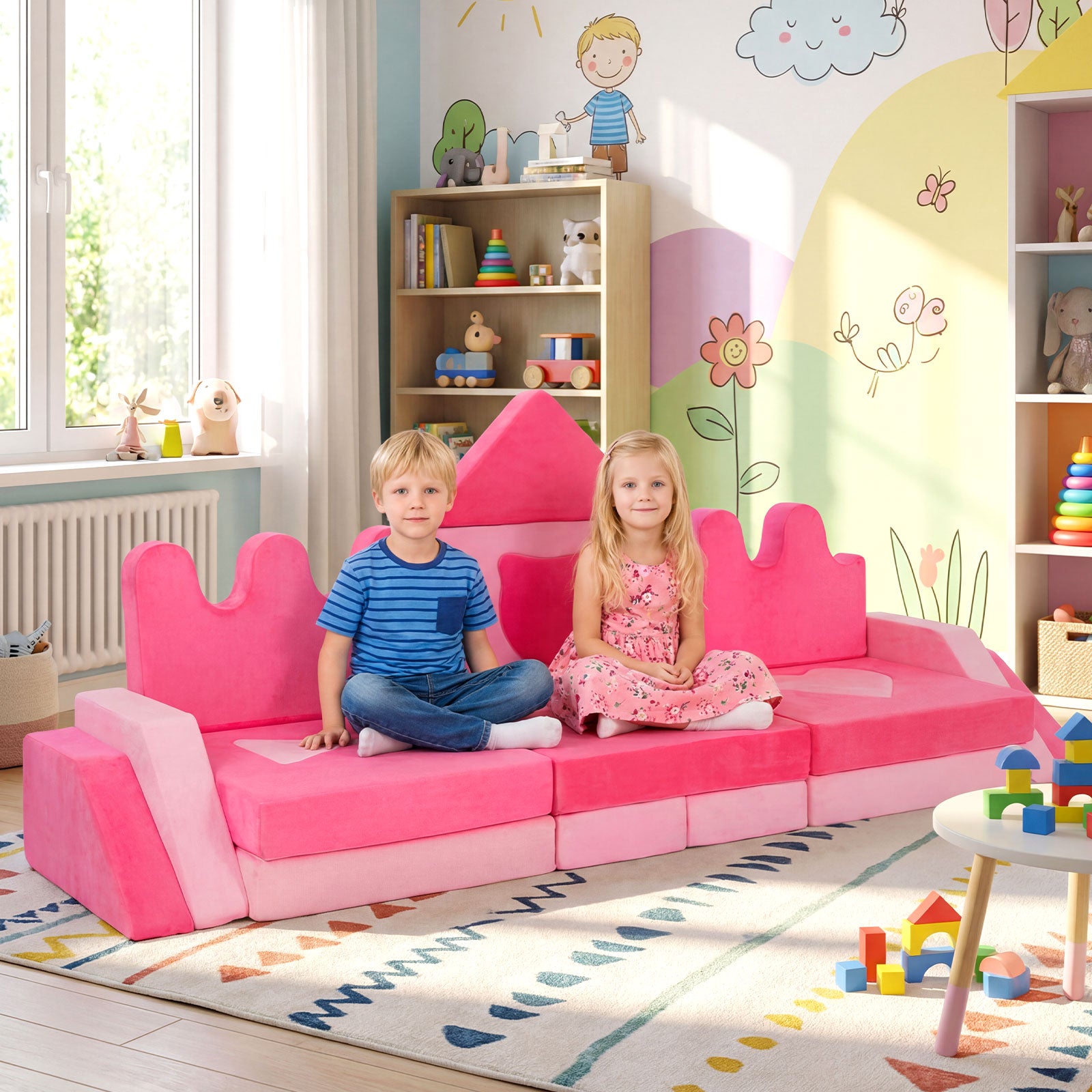 14 Piece Modular Foam Climbing Blocks, For Kids 3+ Years, Pink Kids Chairs & Seating at Gallery Canada