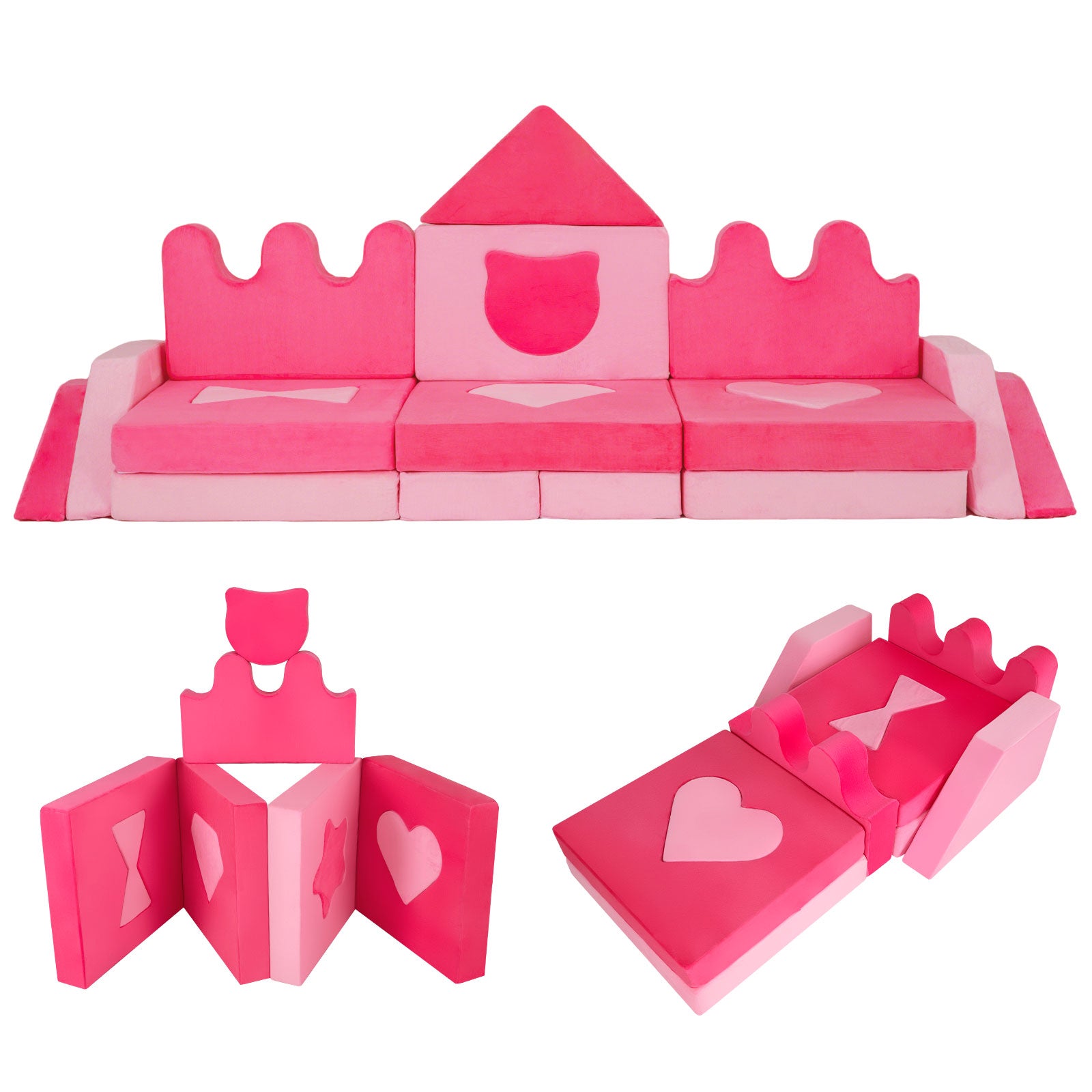 14 Piece Modular Foam Climbing Blocks, For Kids 3+ Years, Pink Kids Chairs & Seating Pink at Gallery Canada