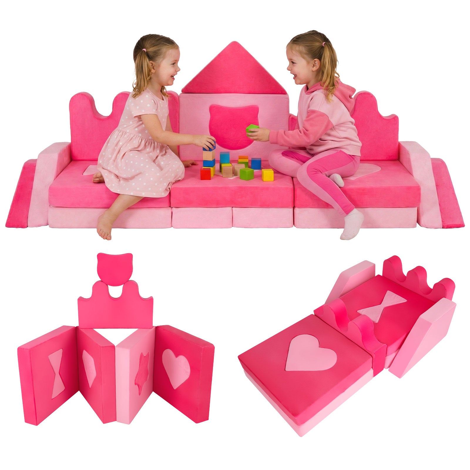14 Piece Modular Foam Climbing Blocks, For Kids 3+ Years, Pink Kids Chairs & Seating at Gallery Canada