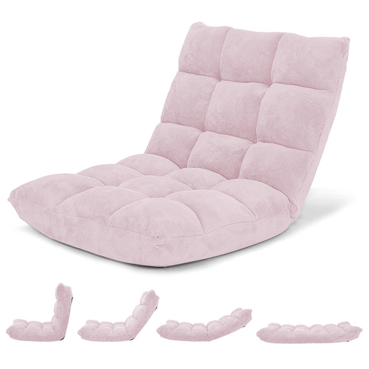 Adjustable Cushioned Floor Chair, 14-Position, Light Pink Floor Chairs Light Pink at Gallery Canada