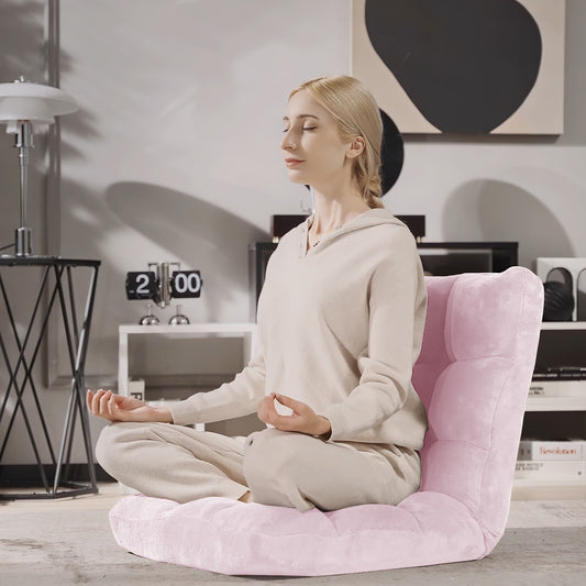 Adjustable Cushioned Floor Chair, 14-Position, Light Pink Floor Chairs Light Pink at Gallery Canada