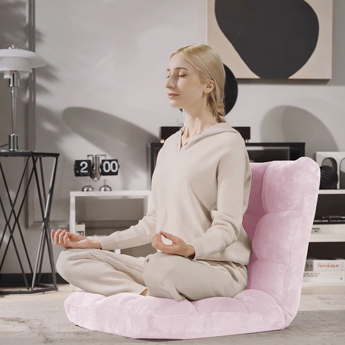Adjustable Cushioned Floor Chair, 14-Position, Light Pink