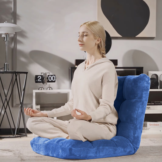 14-Position Adjustable Cushioned Floor Chair, Blue Floor Chairs Blue at Gallery Canada