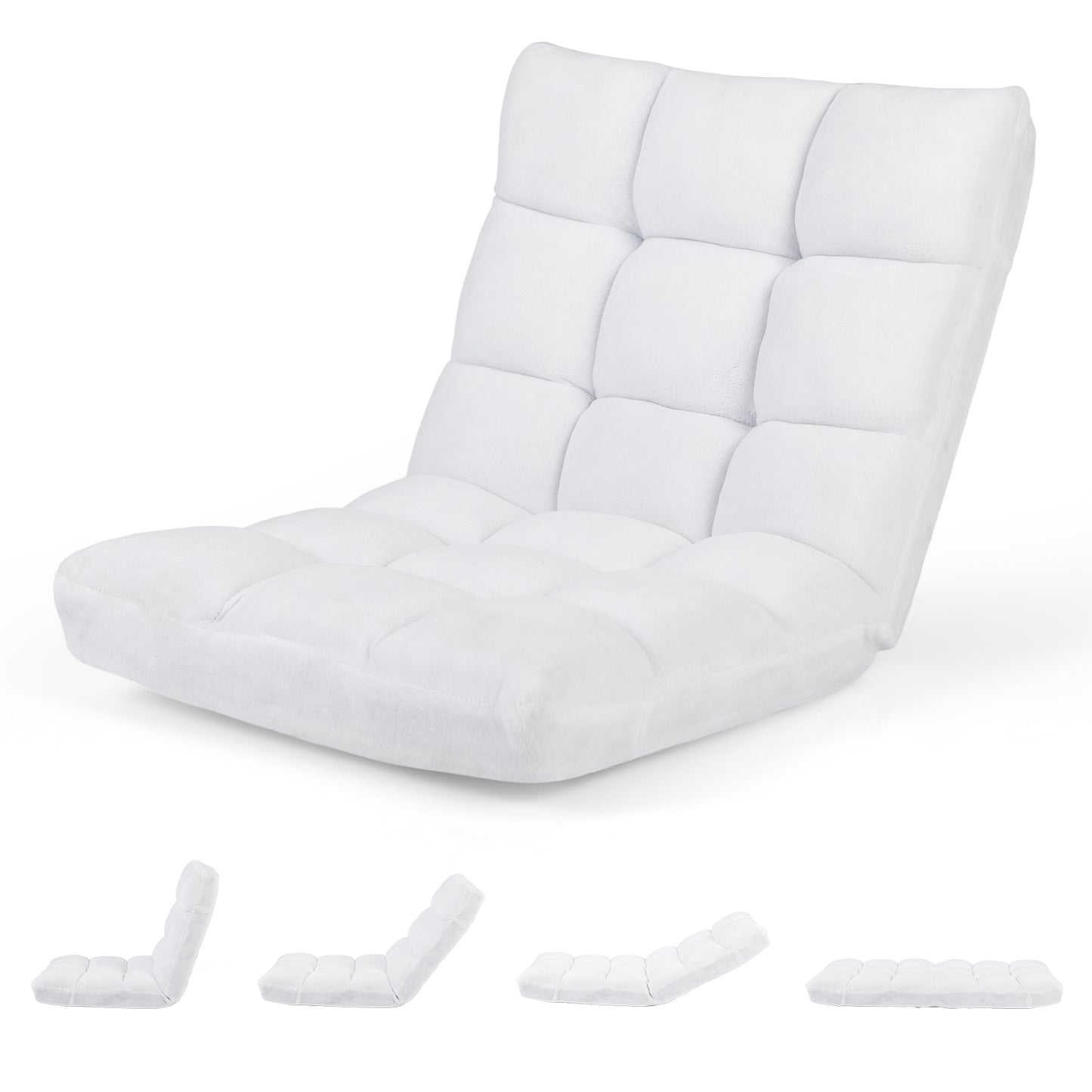 Adjustable Floor Chair, 14-Position, Cushioned, White Floor Chairs at Gallery Canada
