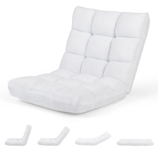 Adjustable Floor Chair, 14-Position, Cushioned, White Floor Chairs White at Gallery Canada