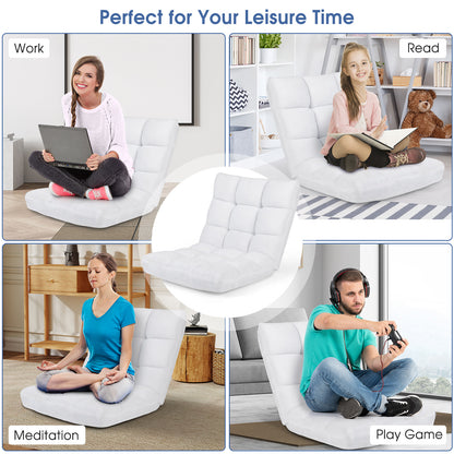 Adjustable Floor Chair, 14-Position, Cushioned, White Floor Chairs at Gallery Canada