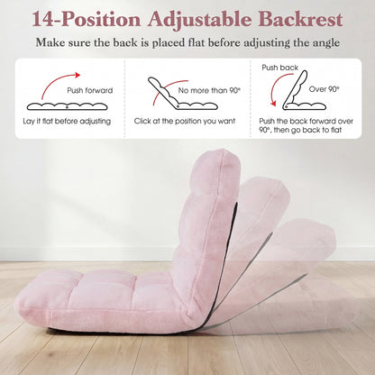Adjustable Cushioned Floor Chair, 14-Position, Light Pink Floor Chairs at Gallery Canada