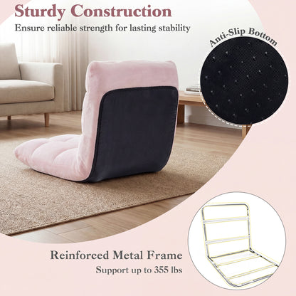 Adjustable Cushioned Floor Chair, 14-Position, Light Pink Floor Chairs at Gallery Canada