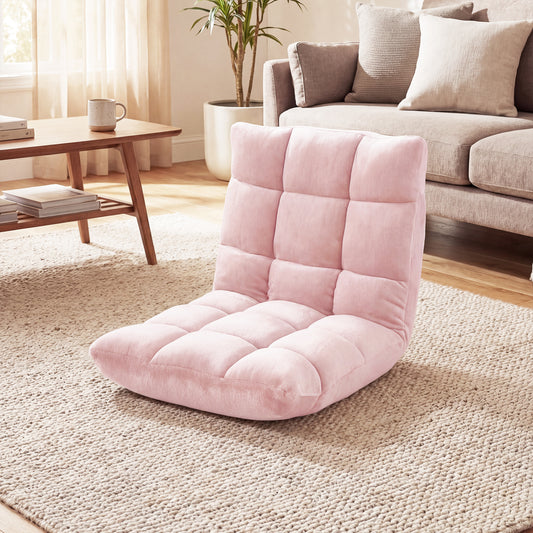 Adjustable Cushioned Floor Chair, 14-Position, Light Pink Floor Chairs Light Pink at Gallery Canada