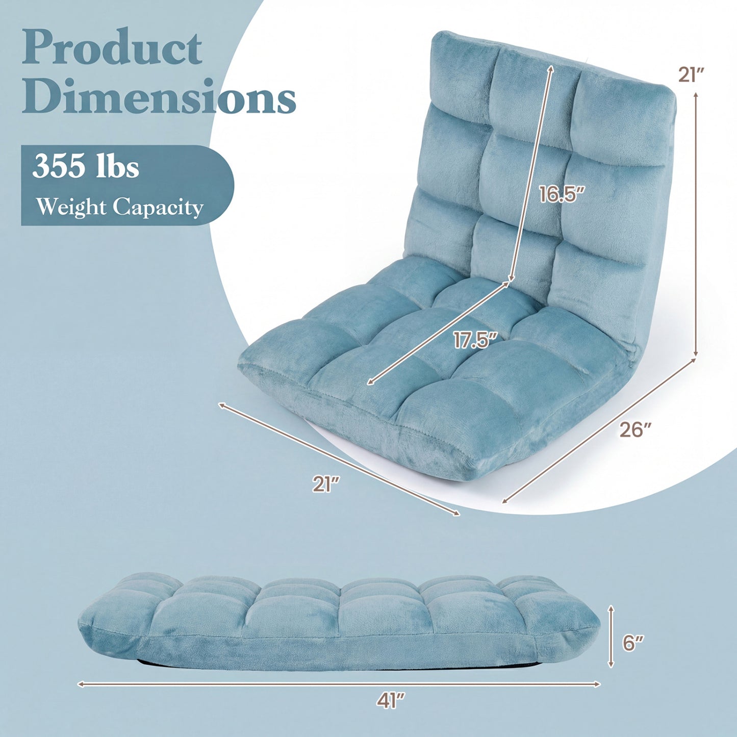 14-Position Adjustable Cushioned Floor Chair, Green Floor Chairs at Gallery Canada