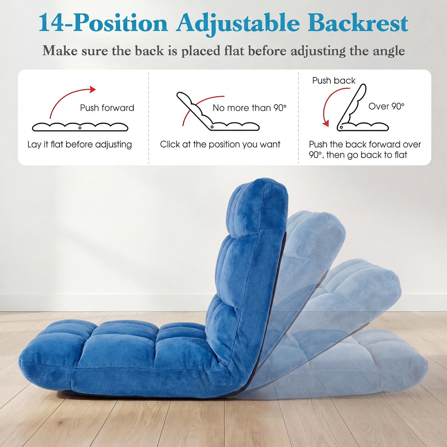 14-Position Adjustable Cushioned Floor Chair, Blue Floor Chairs at Gallery Canada