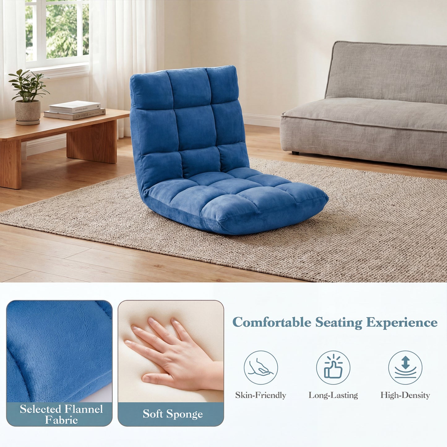 14-Position Adjustable Cushioned Floor Chair, Blue Floor Chairs at Gallery Canada