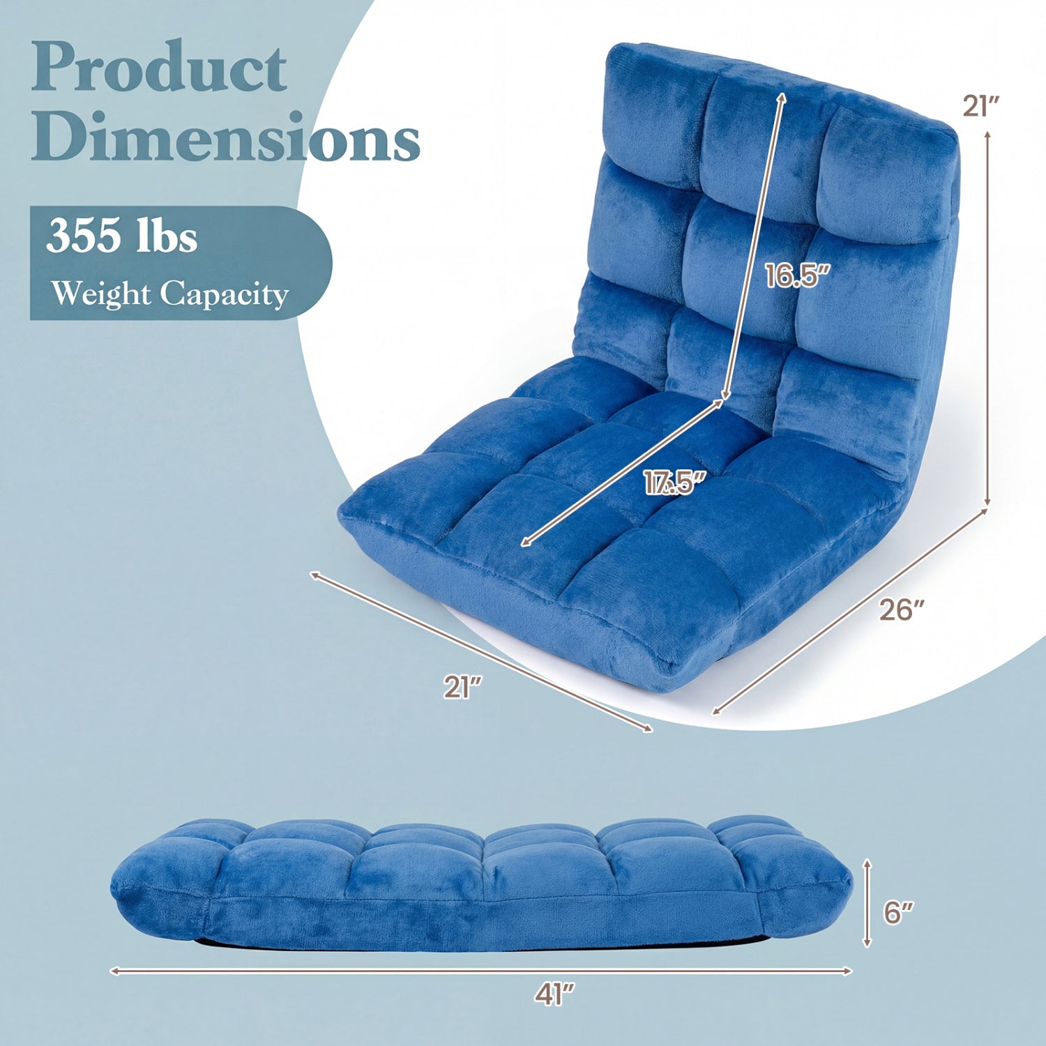 14-Position Adjustable Cushioned Floor Chair, Blue Floor Chairs at Gallery Canada