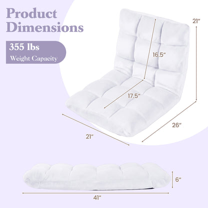 Adjustable Floor Chair, 14-Position, Cushioned, White Floor Chairs at Gallery Canada