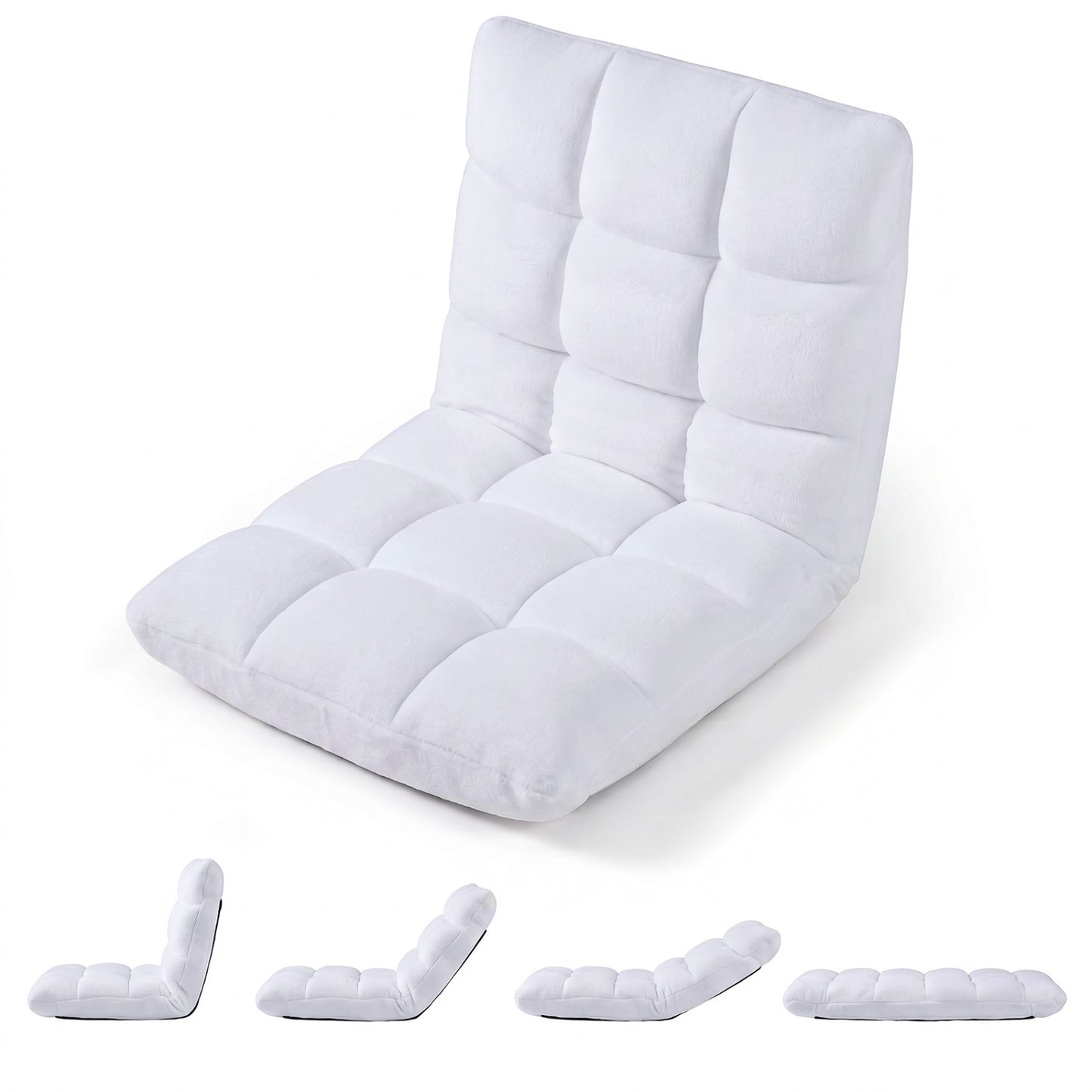 Adjustable Floor Chair, 14-Position, Cushioned, White Floor Chairs at Gallery Canada