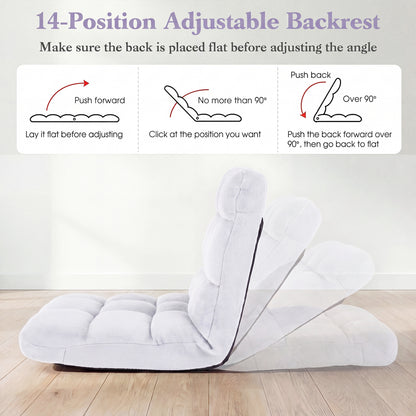 Adjustable Floor Chair, 14-Position, Cushioned, White Floor Chairs at Gallery Canada