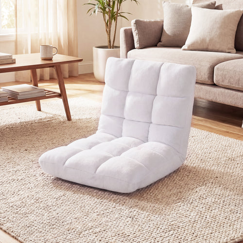 Adjustable Floor Chair, 14-Position, Cushioned, White