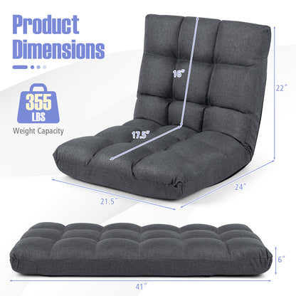 14-Position Adjustable Floor Chair, Back Support Cushion, Gray