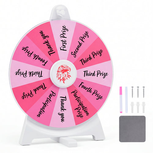 14 Slots Spin Wheel With Blackboard Marker, Pink