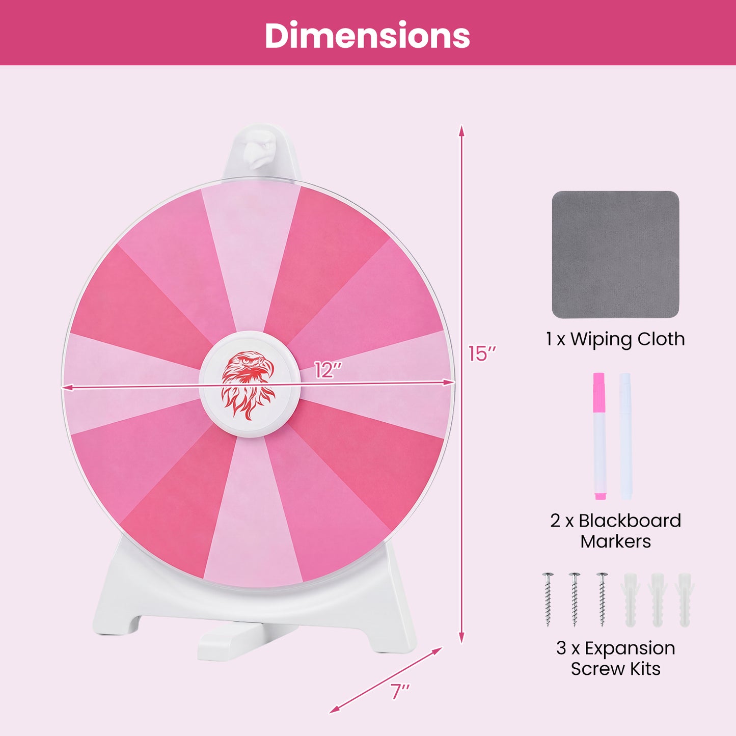 14 Slots Spin Wheel With Blackboard Marker, Pink Game Room at Gallery Canada