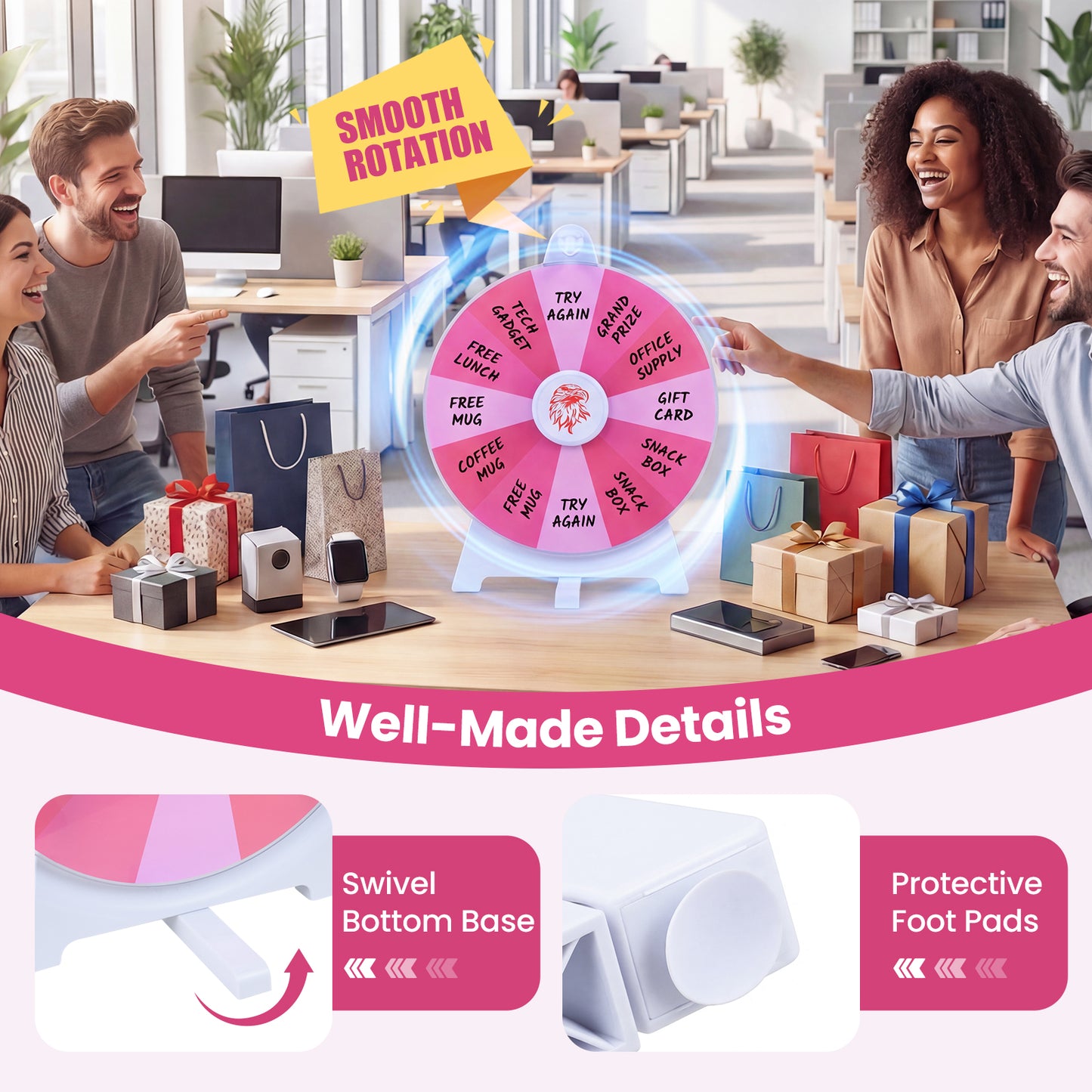 14 Slots Spin Wheel With Blackboard Marker, Pink Game Room at Gallery Canada