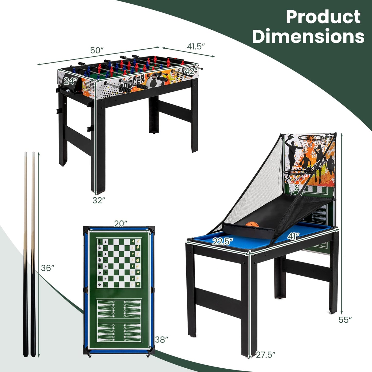 14-In-1 Combo Game Table Set, Multicolor Game Room at Gallery Canada