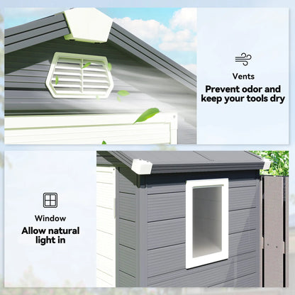 4.4' X 3.3' Plastic Garden Storage Shed, Grey Sheds at Gallery Canada