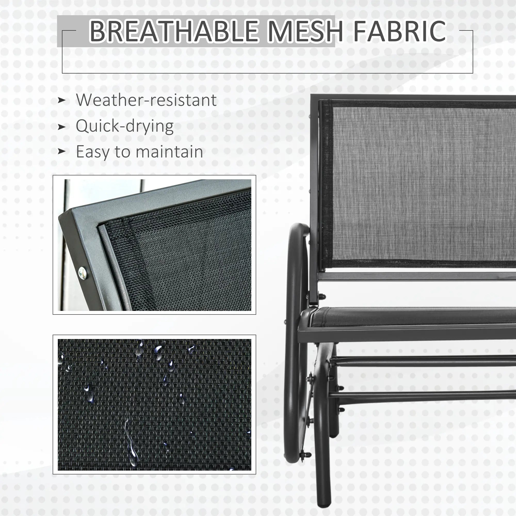 Patio Glider Set, 2 Outdoor Chairs, Breathable Mesh Seat, Black Outdoor Gliders at Gallery Canada