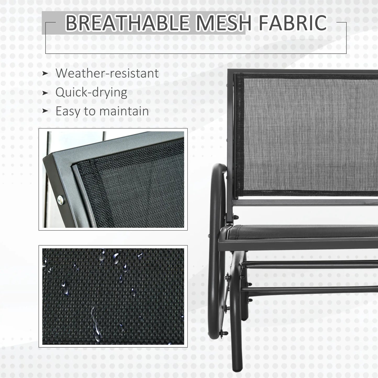 Patio Glider Set, 2 Outdoor Chairs, Breathable Mesh Seat, Black Outdoor Gliders at Gallery Canada