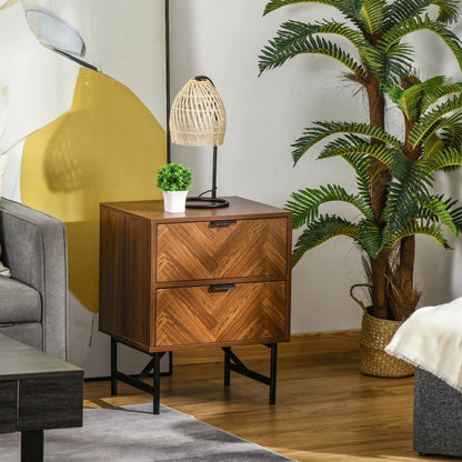 Bedside Table, Nightstand for Bedroom, End Side Table Dresser Storage with 2 Drawers, Walnut Brown Storage Cabinets at Gallery Canada